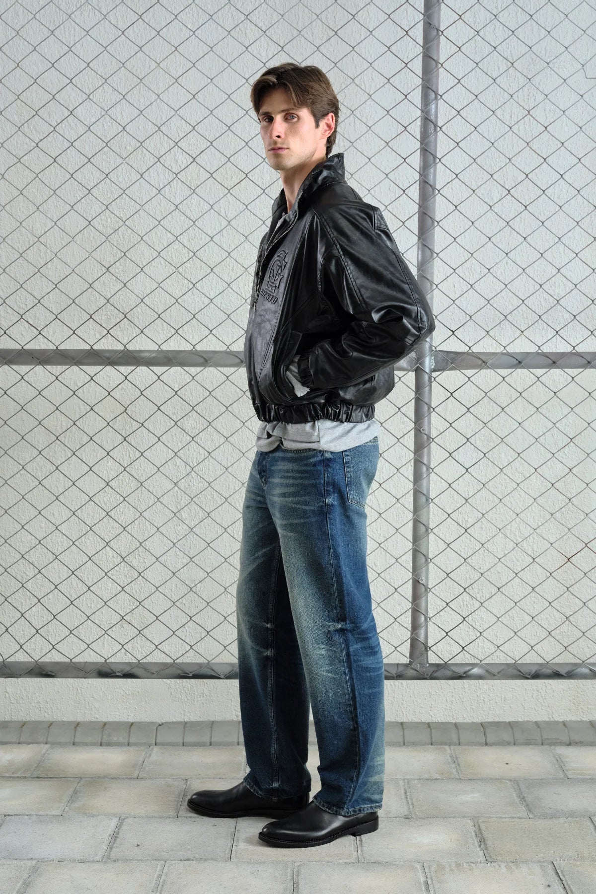 JACKET FAUX LEATHER CROP BLACK 5757