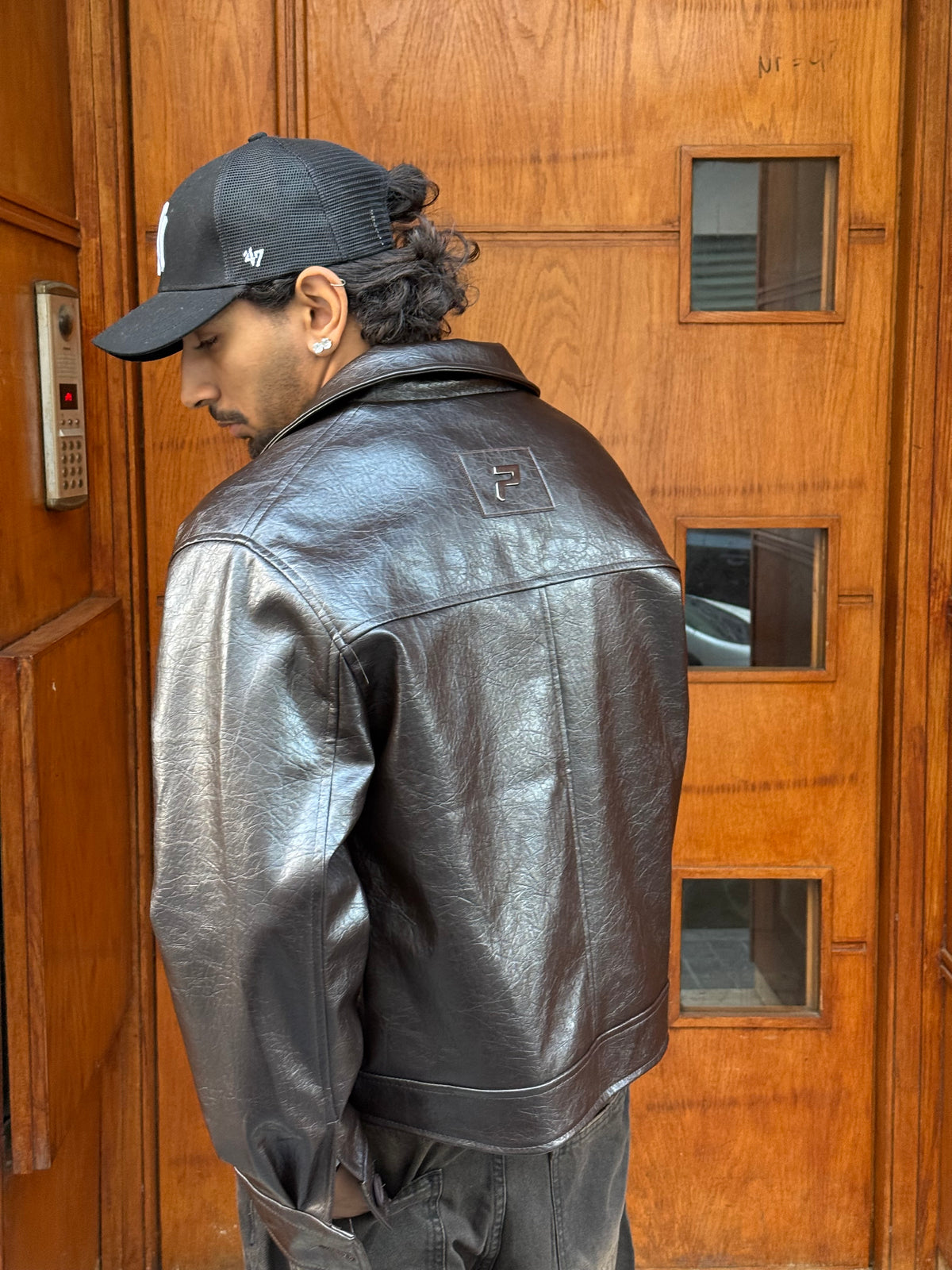 FAUX LEATHER JACKET CROCO BROWN PZ