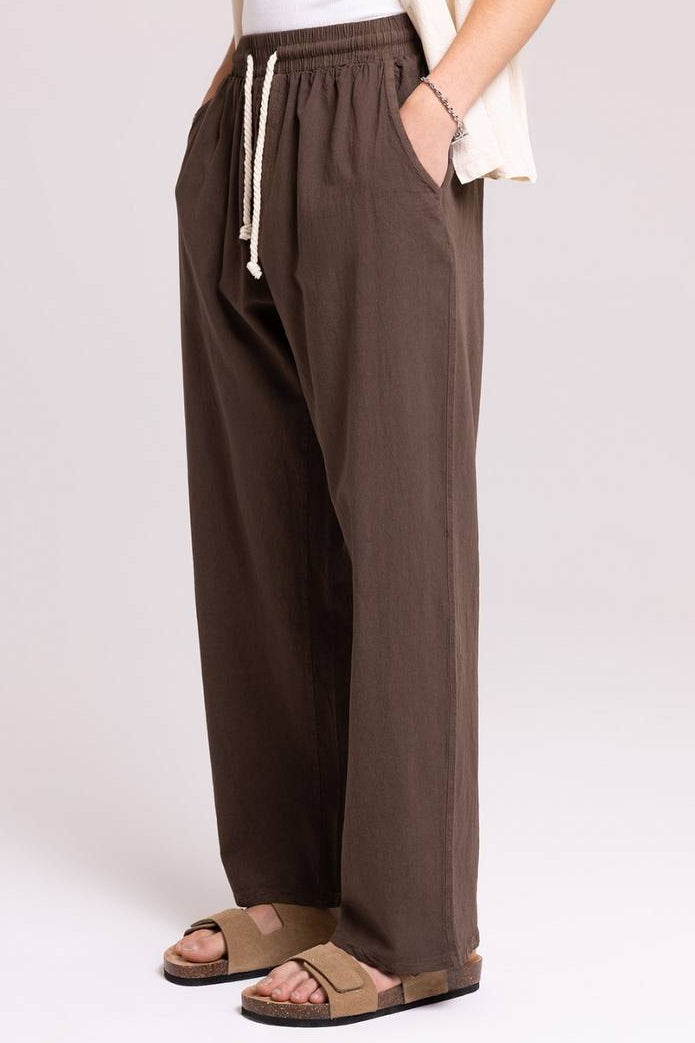 LINEN PANTS BROWN 40-212 / V80-22 / Y145