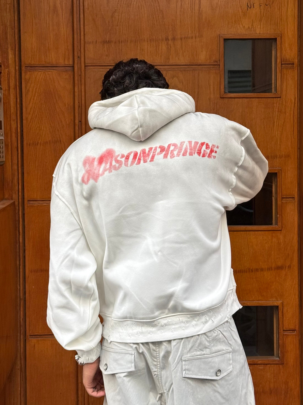 HOODIES CROP ASONPRINCE WASHED WHITE CN