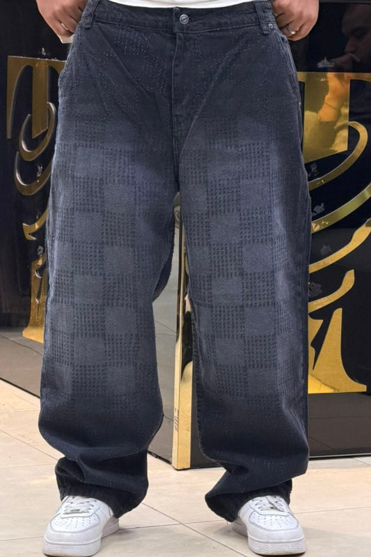 BAGGY JEANS CARREAU LASER NOIR