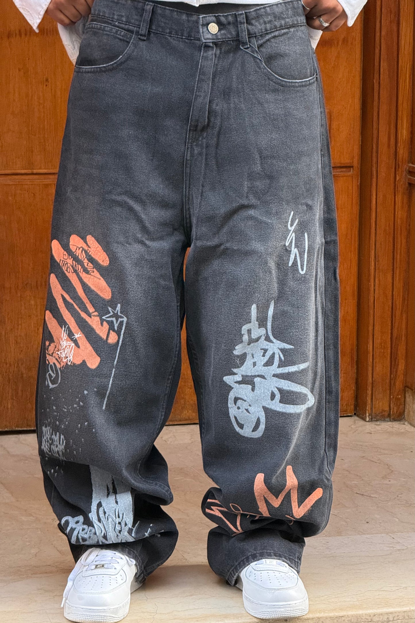 SUPPER BAGGY JEANS GRAFFITI NOIR