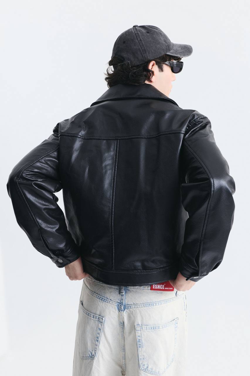 LEATHER JACKET ZIP BLACK ES E50-01
