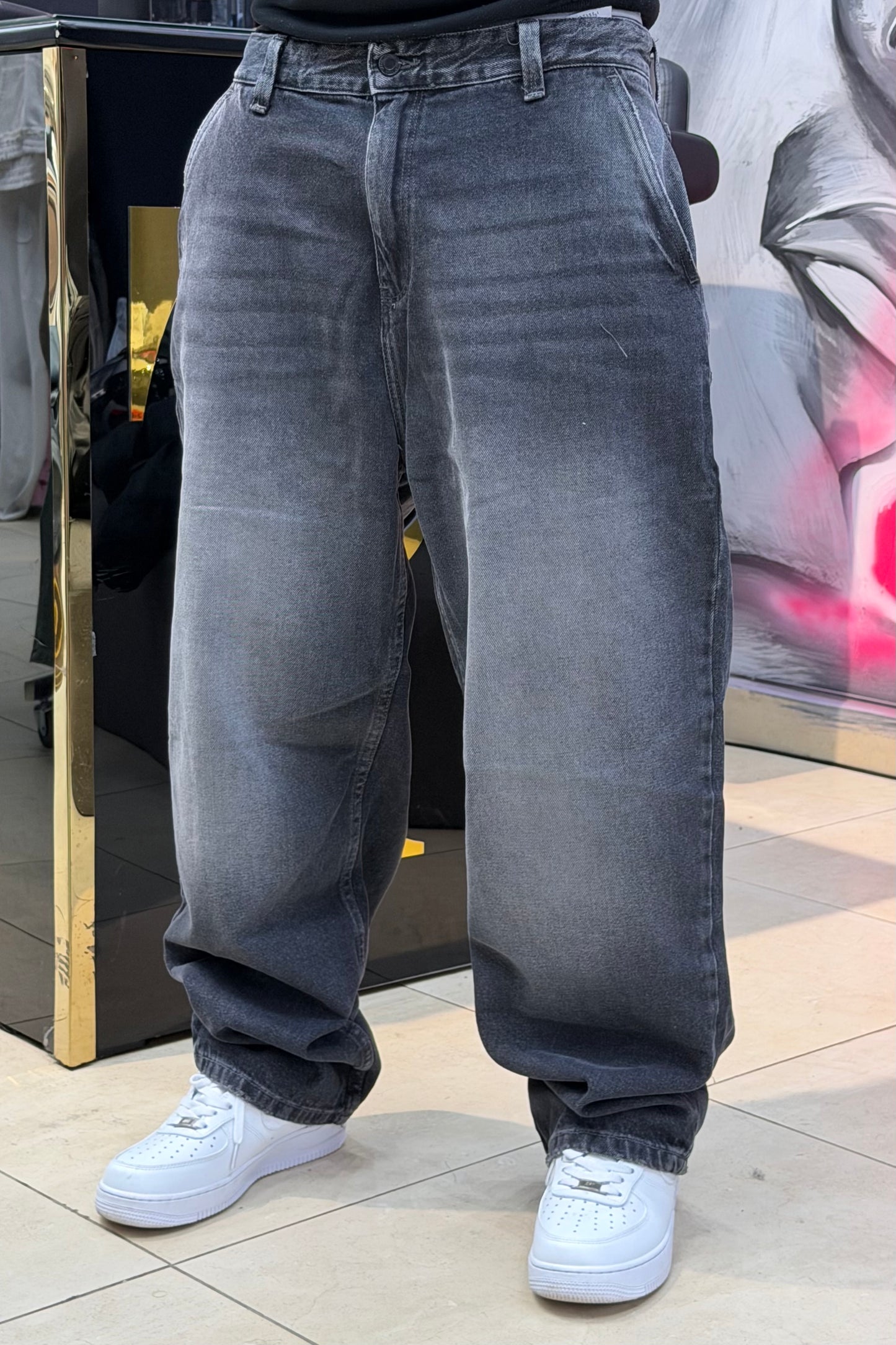 SKATER FIT JEANS GRIS NOIR SK