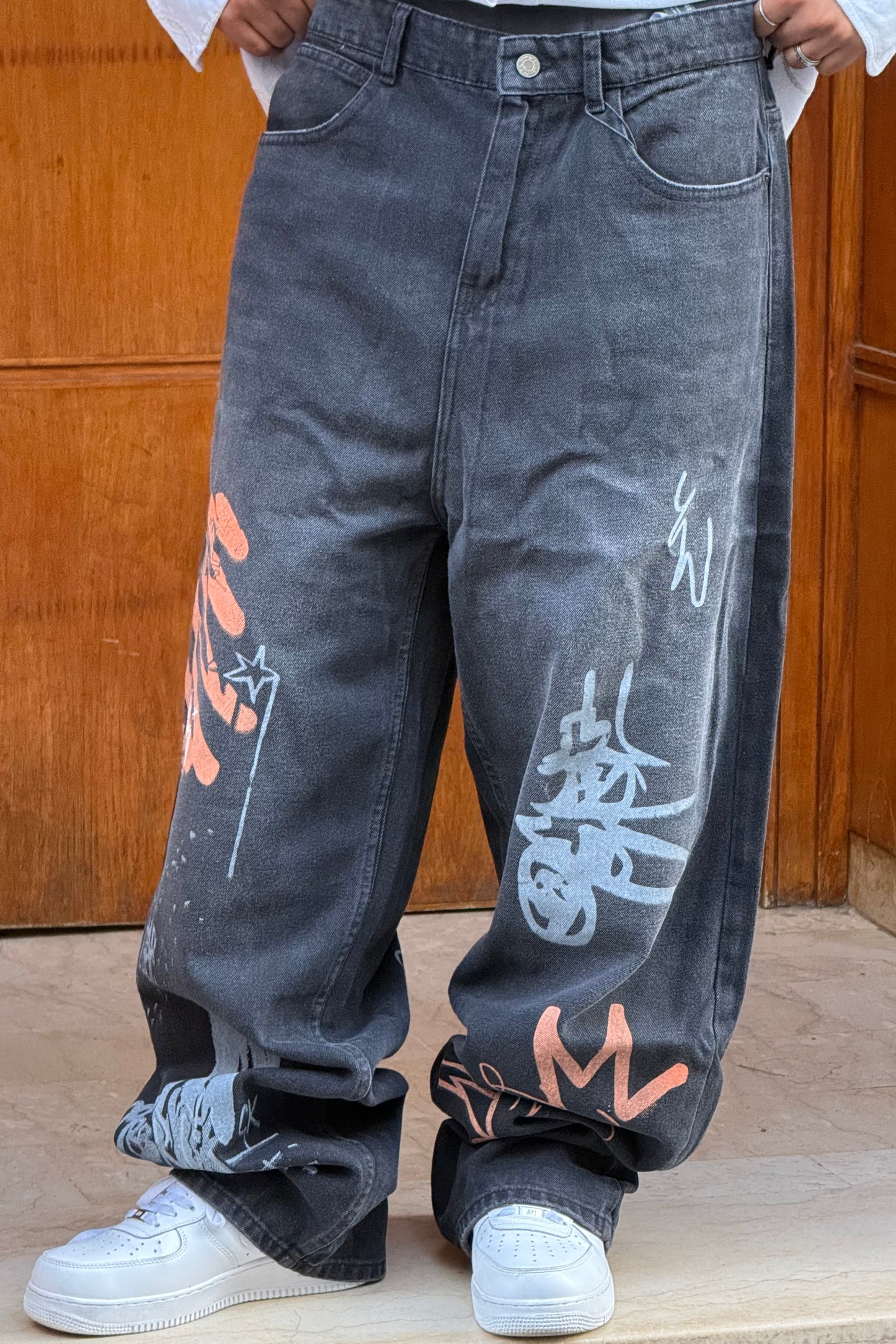 SUPPER BAGGY JEANS GRAFFITI NOIR