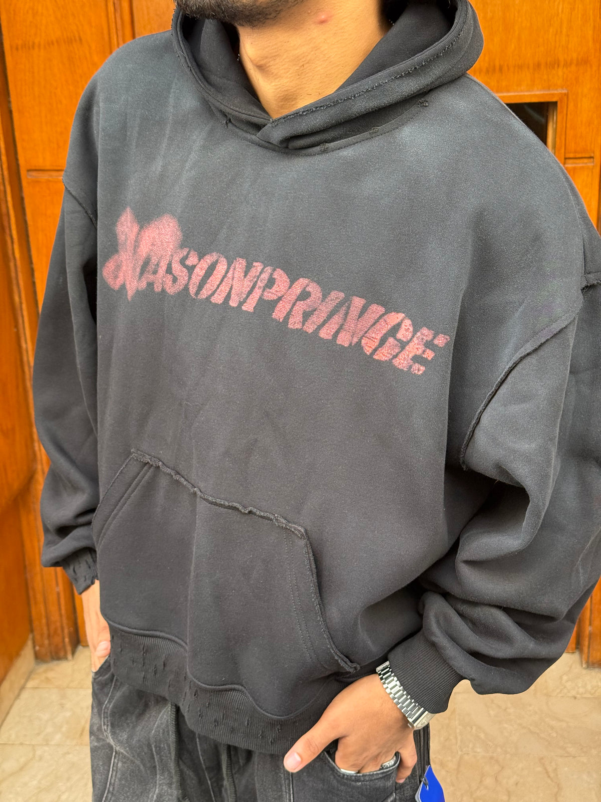 HOODIES CROP ASONPRINCE WASHED BLACK CN