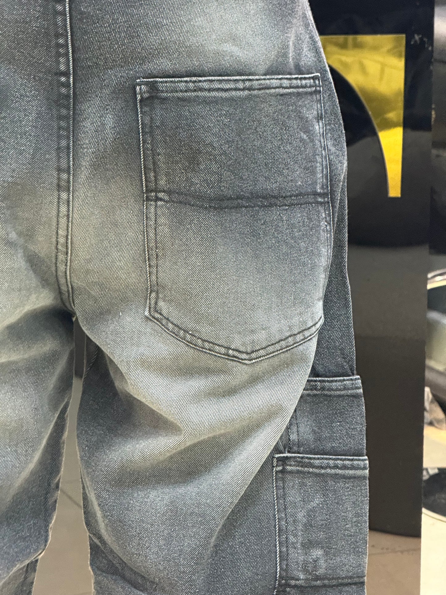 CARGO JEANS DOUBLE POCHE GRIS NOIR