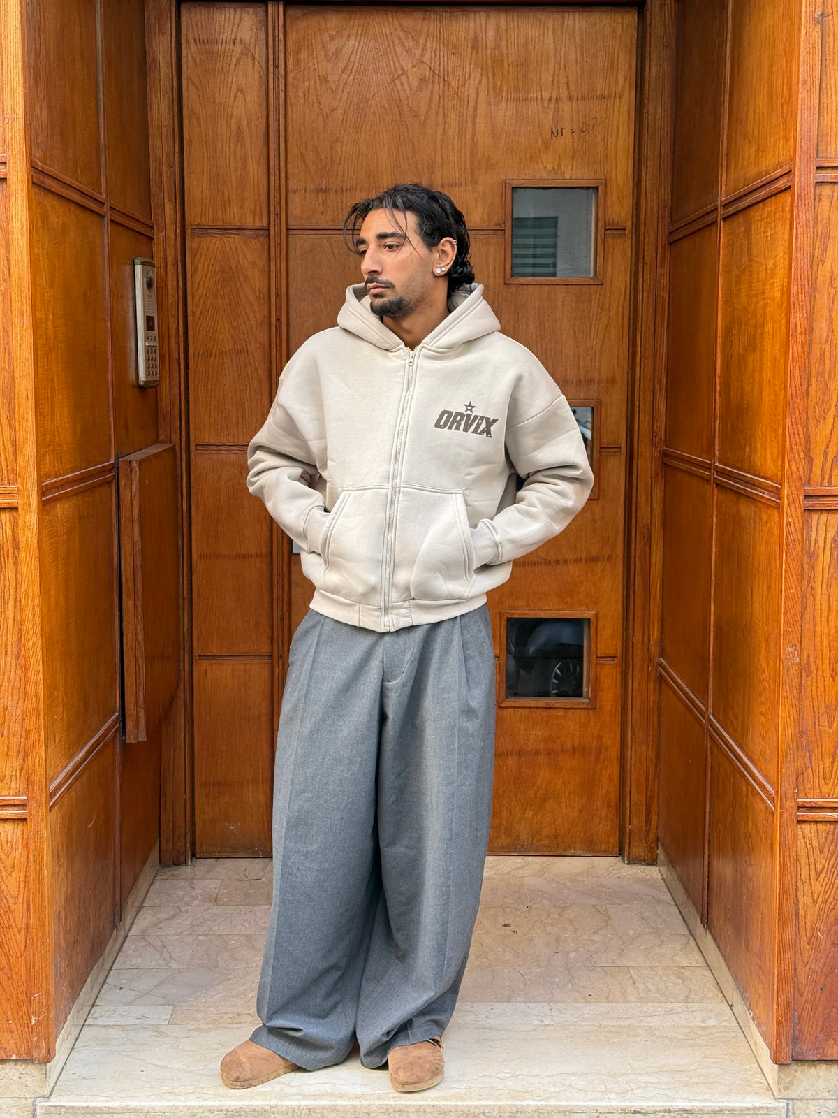 HOODIES CROP ZIP ORVIX CLUB BEIGE OVX
