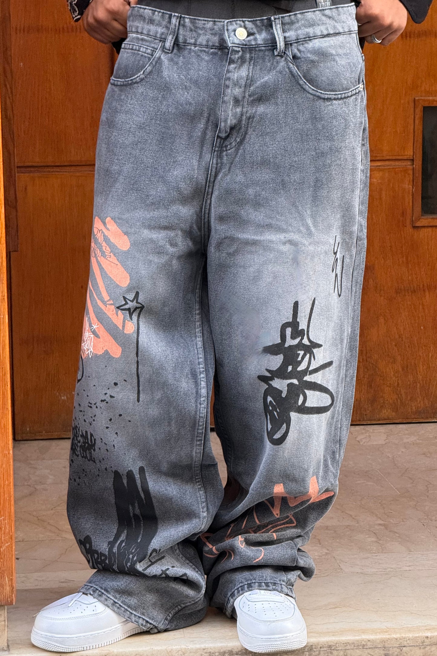 SUPPER BAGGY JEANS GRAFFITI GRIS