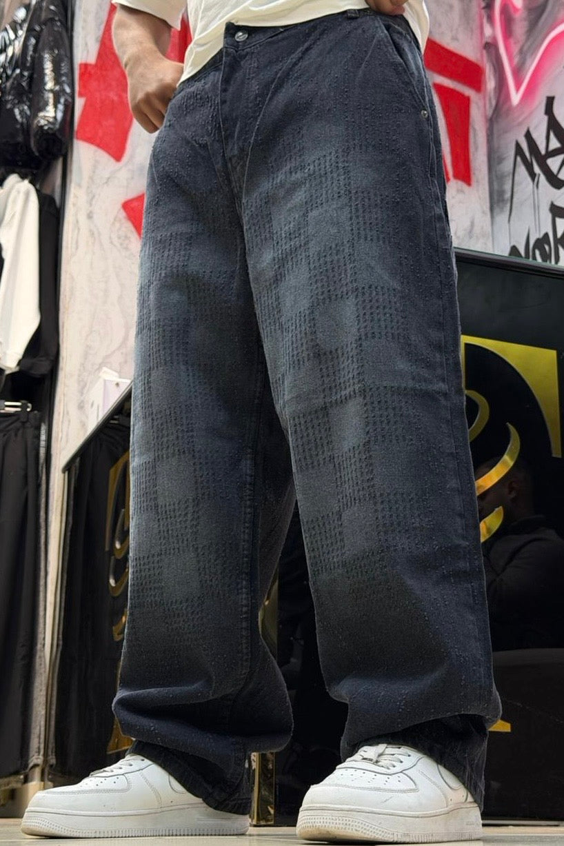 BAGGY JEANS CARREAU LASER NOIR