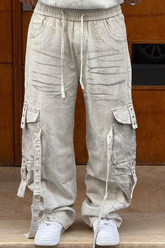 CARGO JEANS LASER WHITE CN