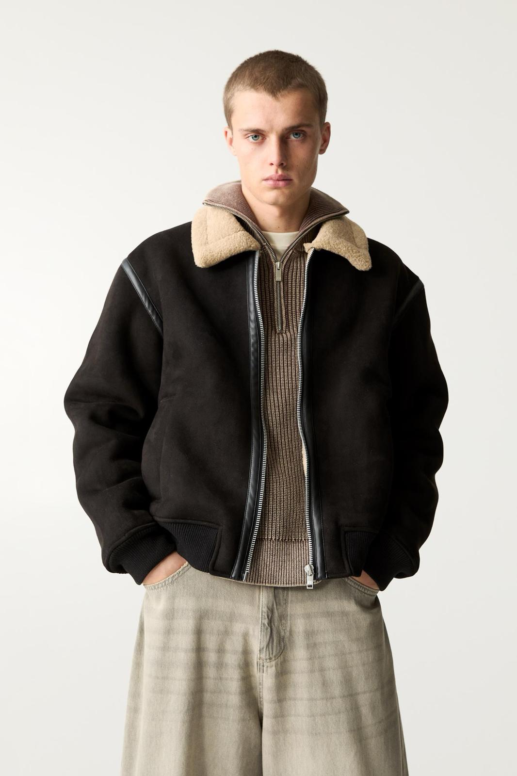 Faux shearling jacket black P&B