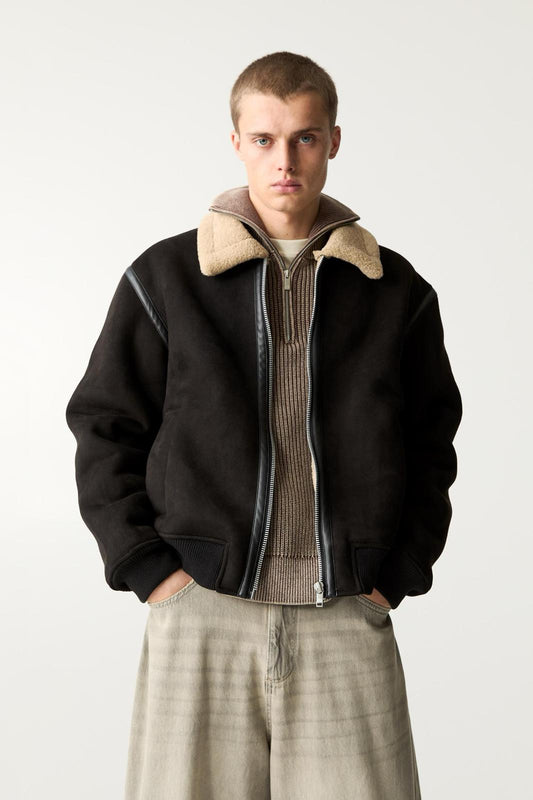 Faux shearling jacket black P&B