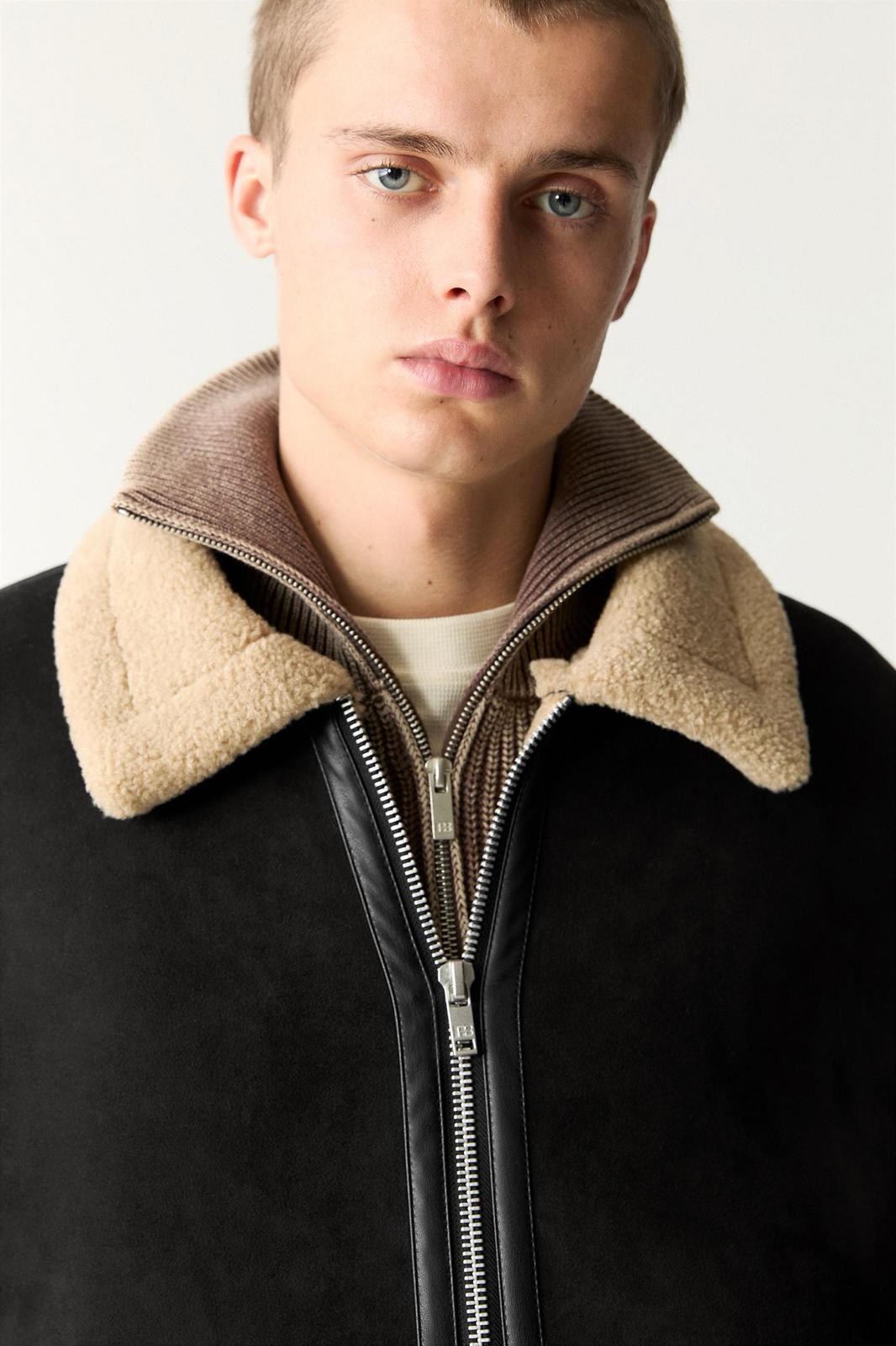 Faux shearling jacket black P&B