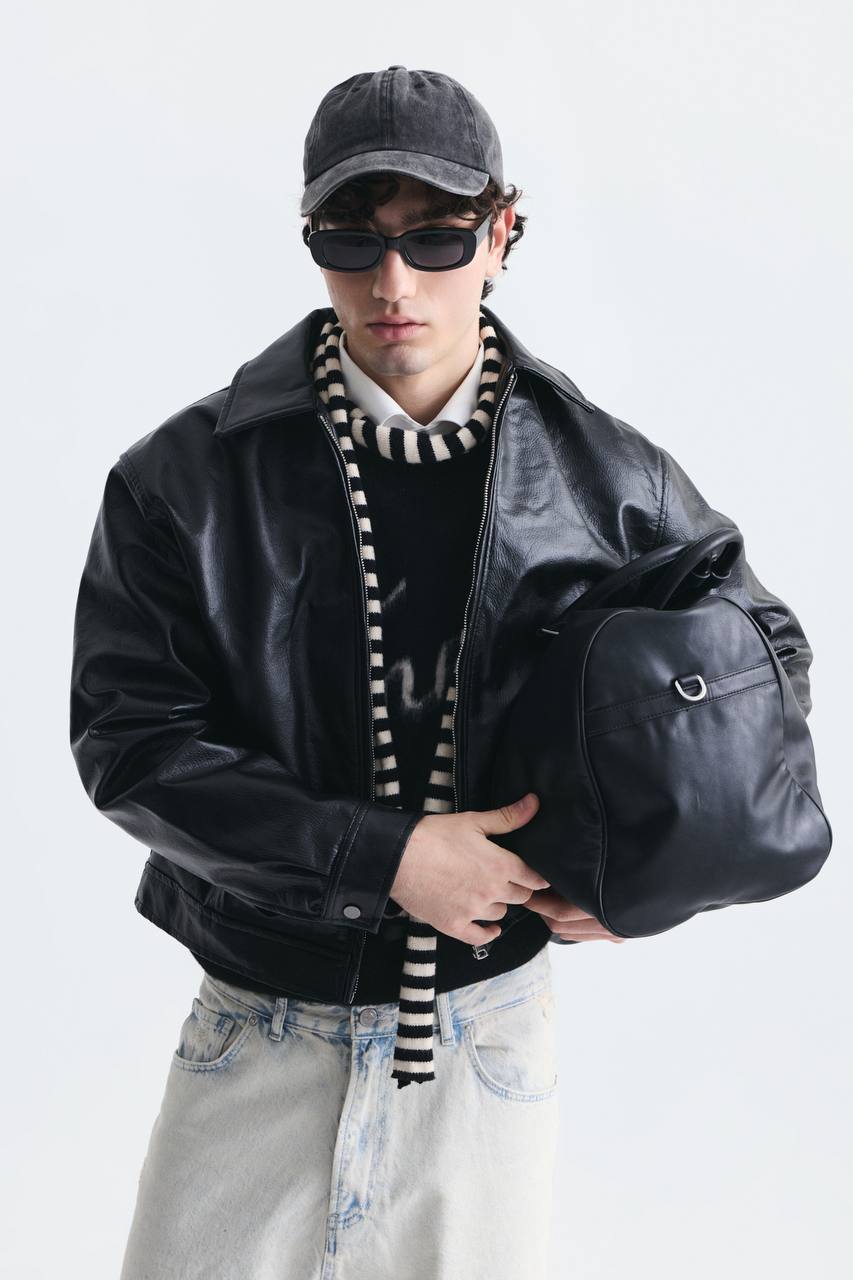 LEATHER JACKET ZIP BLACK ES E50-01