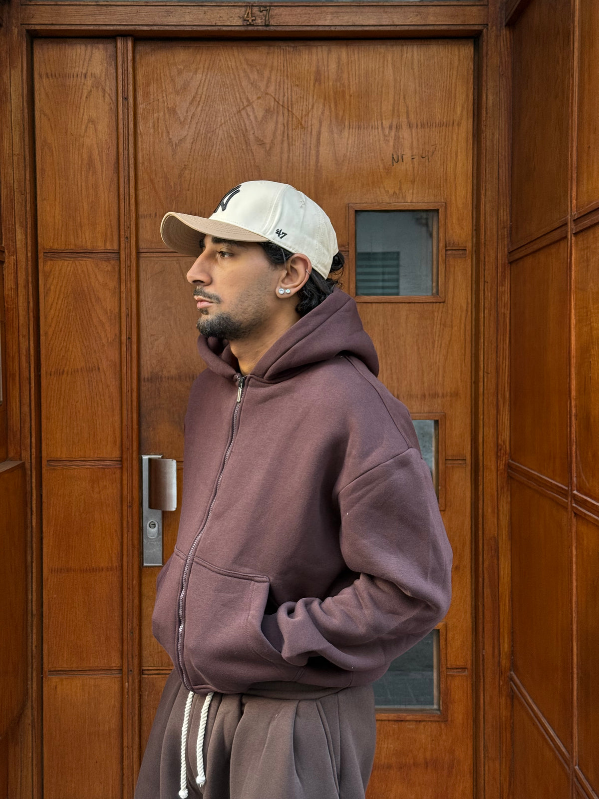 HOODIES CROP ZIP BASIC BROWN PB