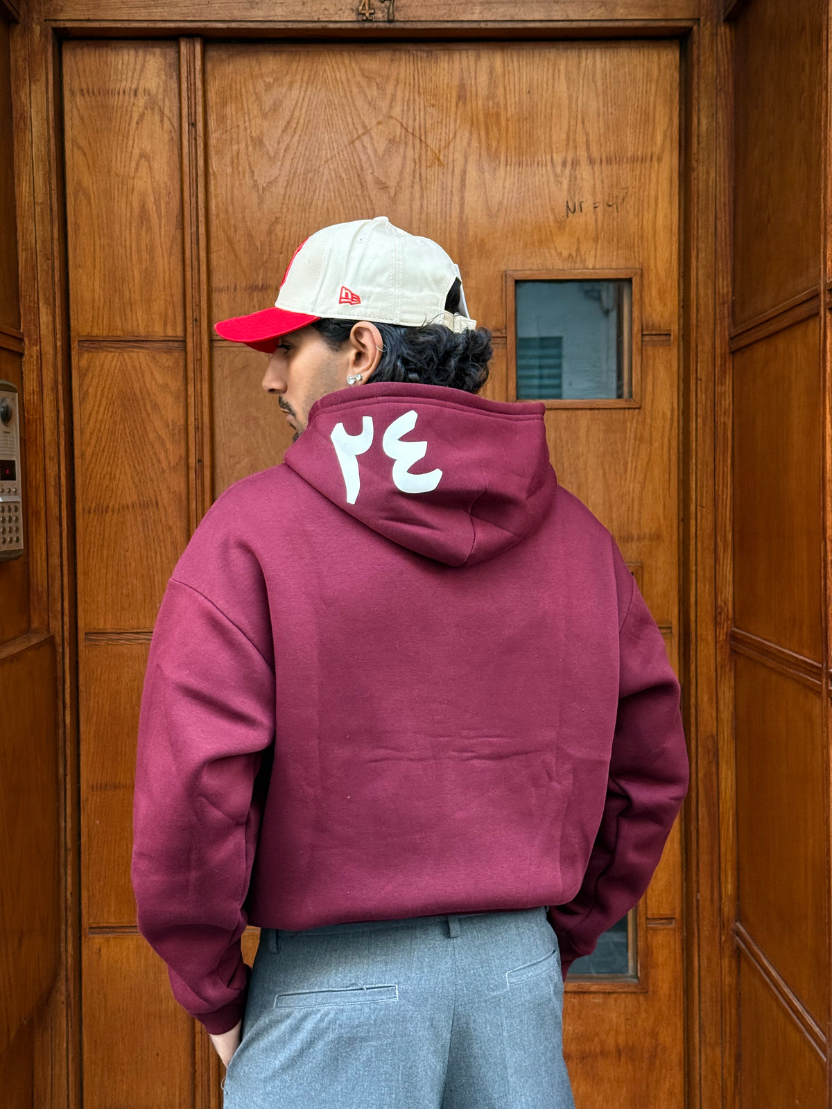 HOODIES ZIP CROP ( من جد وجد ) BURGUNDY OVX