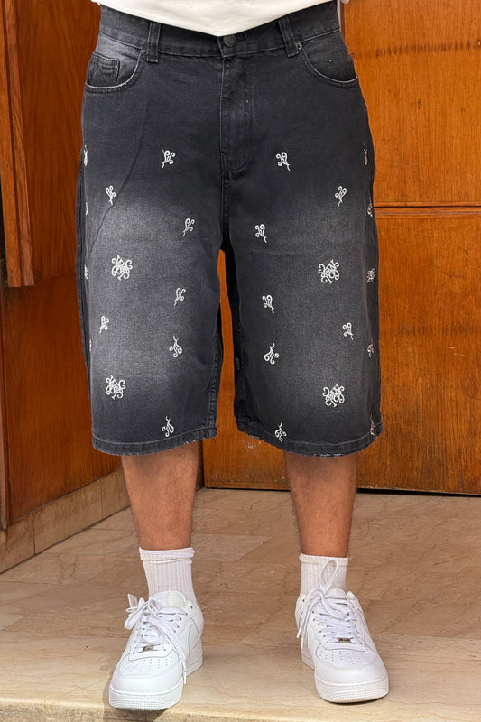 SKATER JORTS BRODERIE BLACK