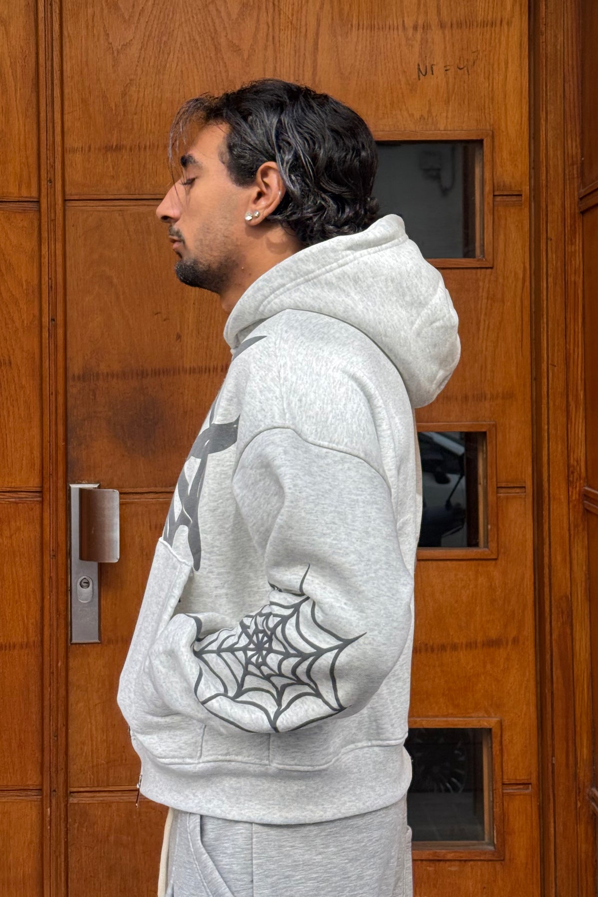 HOODIES CROP ZIP SPIDER GREY BL