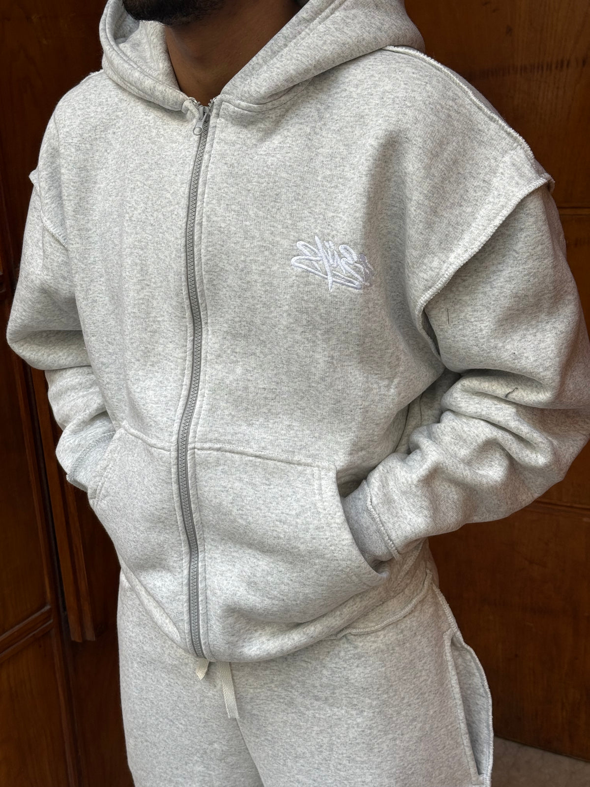 ENSEMBLE ZIP BRODERIE JL GREY
