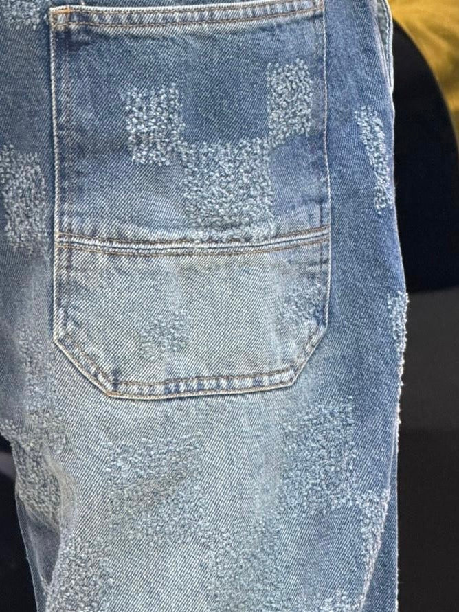 BAGGY JEANS CARREAU LASER BLEU