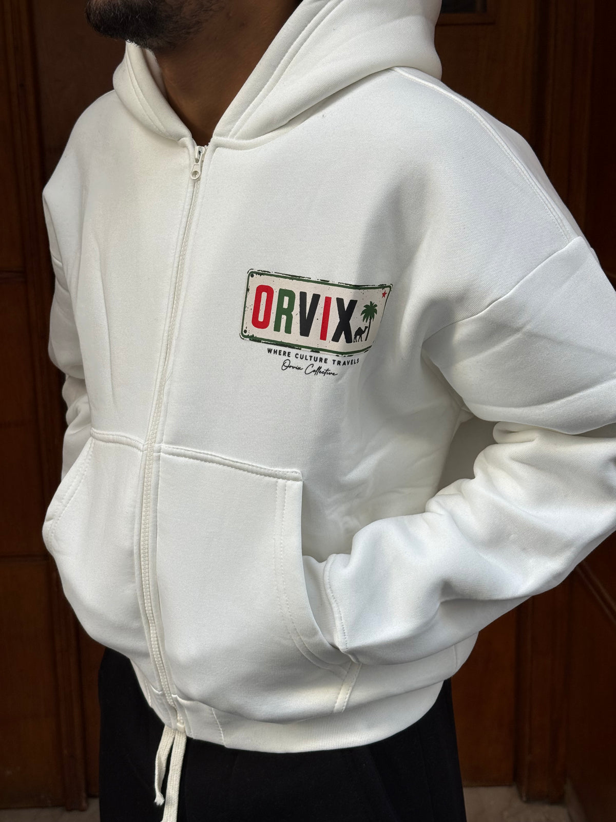 HOODIES CROP ZIP ORVIX WHITE OVX