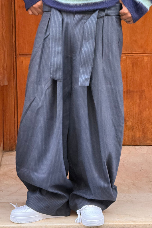 TROUSER PANTS OVERSIZE RAYURES (BLUE) V80-63