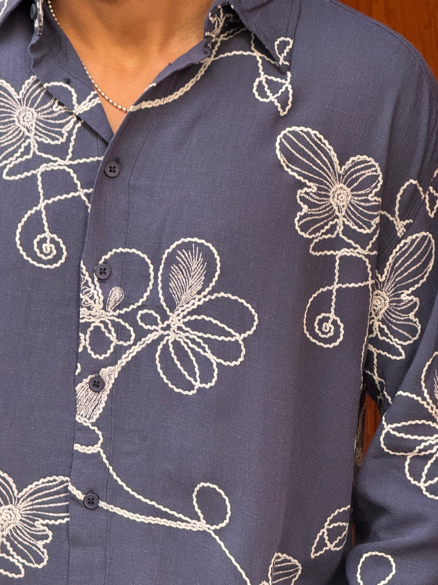 CHEMISE FLAWER NGR BLEU 009