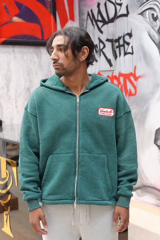 HOODIES ZIP WASHED VERT V70-109