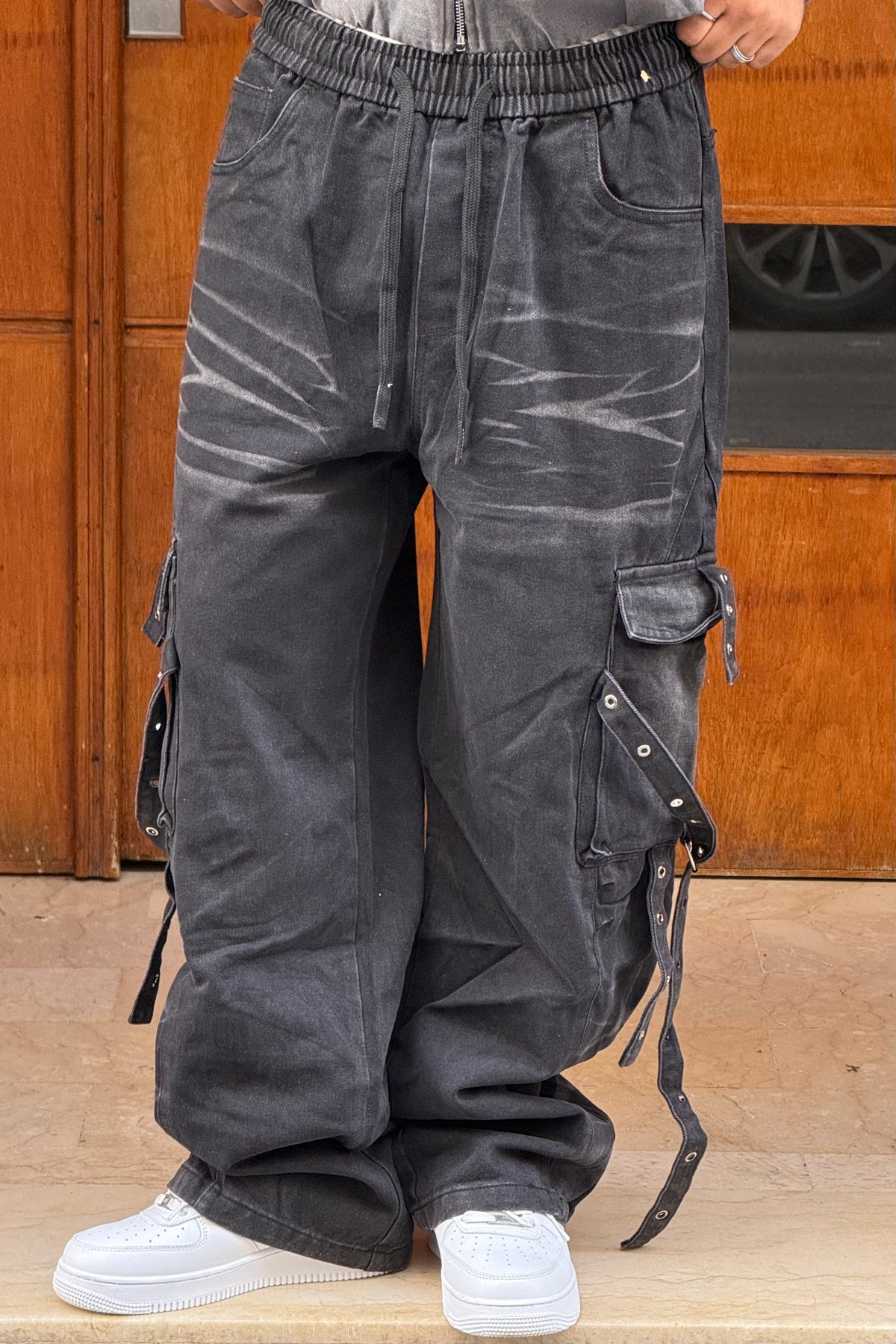 CARGO JEANS LASER BLACK CN