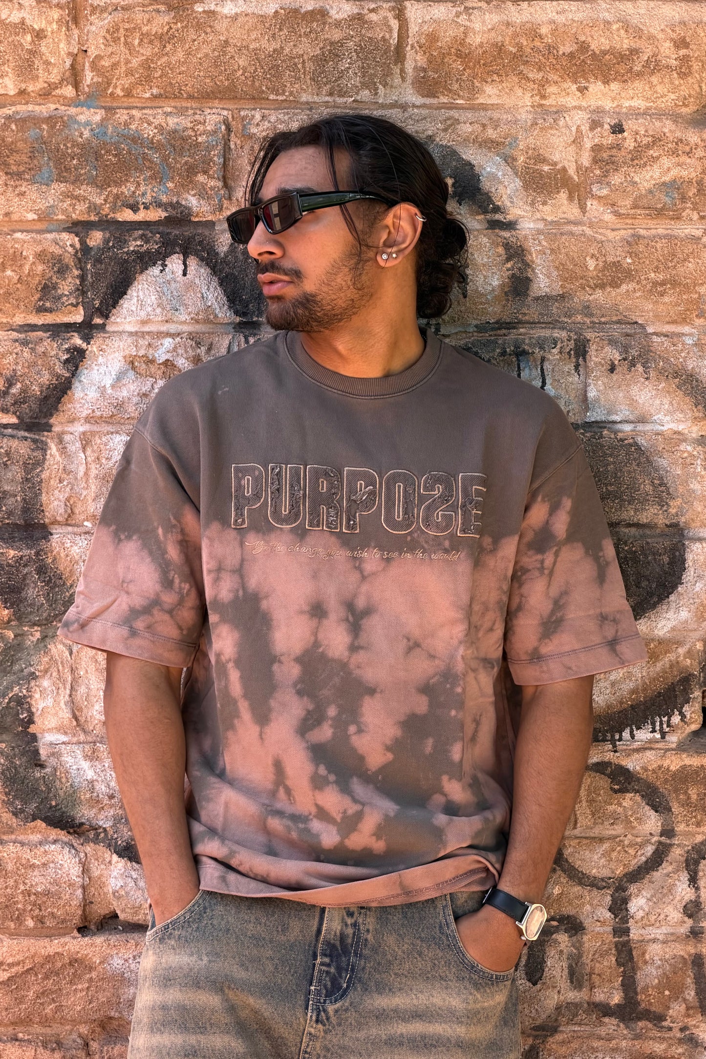 T-SHIRT WASHED PURPOSE BROWN