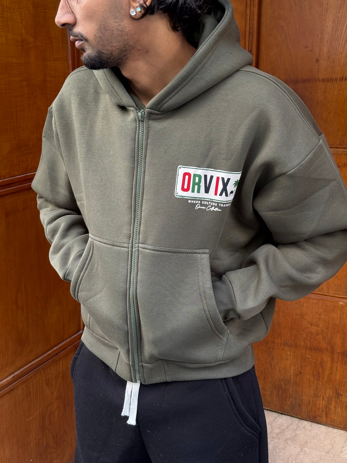 HOODIES CROP ZIP ORVIX GREEN OVX