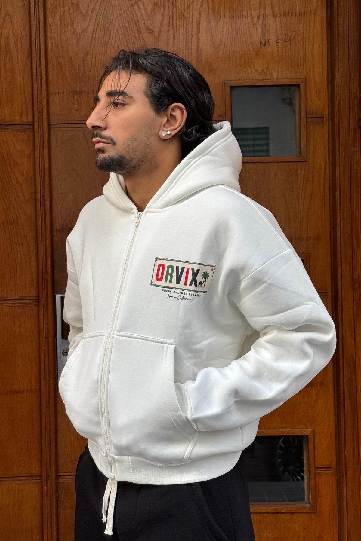 HOODIES CROP ZIP ORVIX WHITE OVX