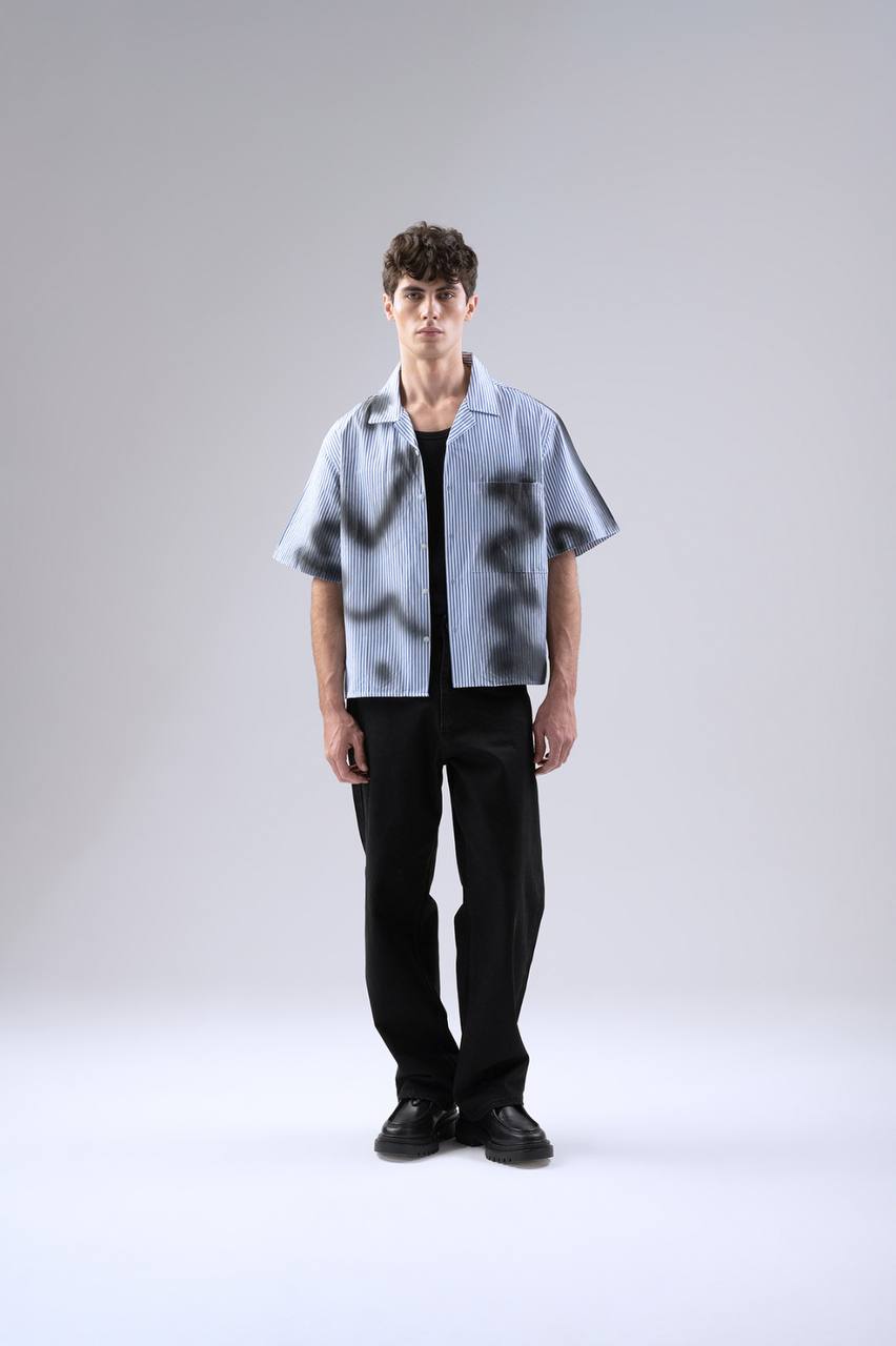 CHEMISE CROPPED BLEU