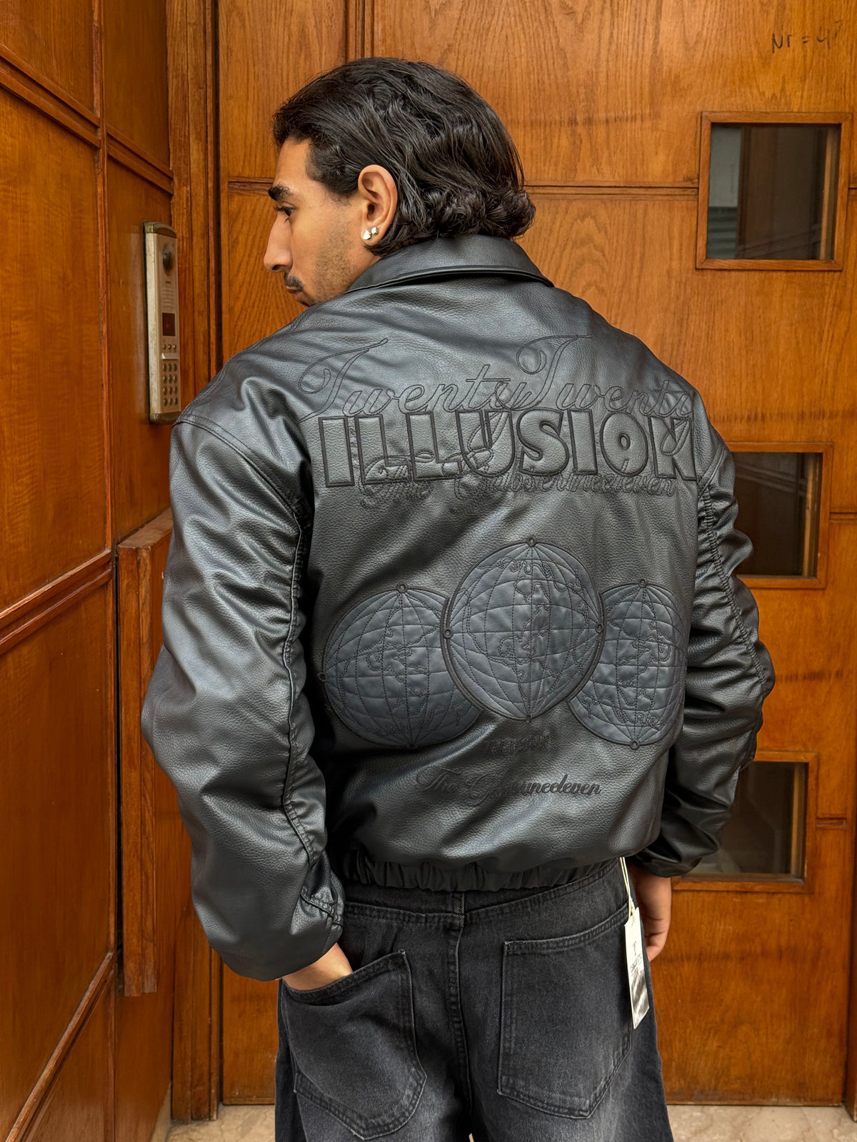 LEATHER JACKET ILLUSION BLACK RT 153