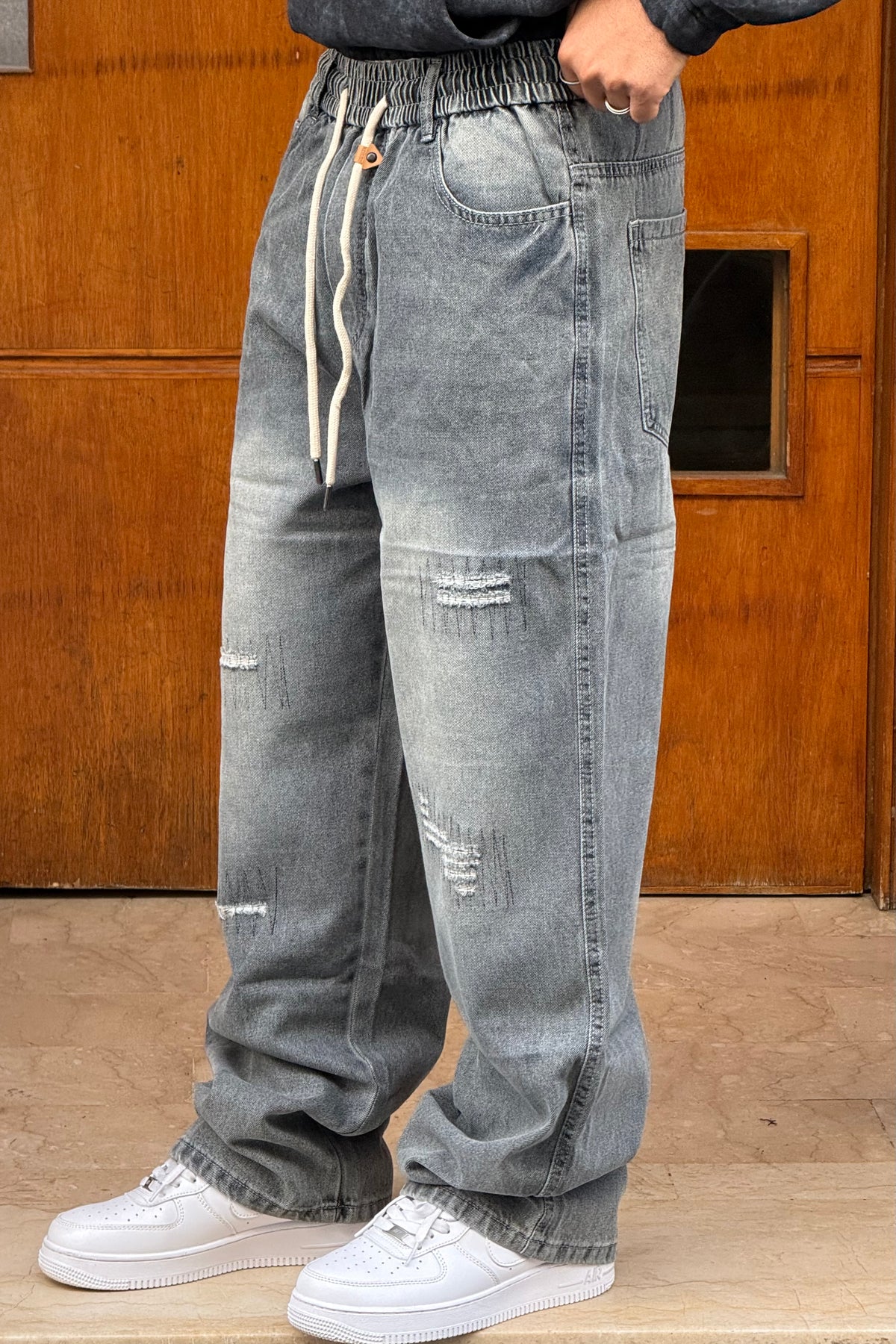 BAGGY JEANS DECHIRE GREY