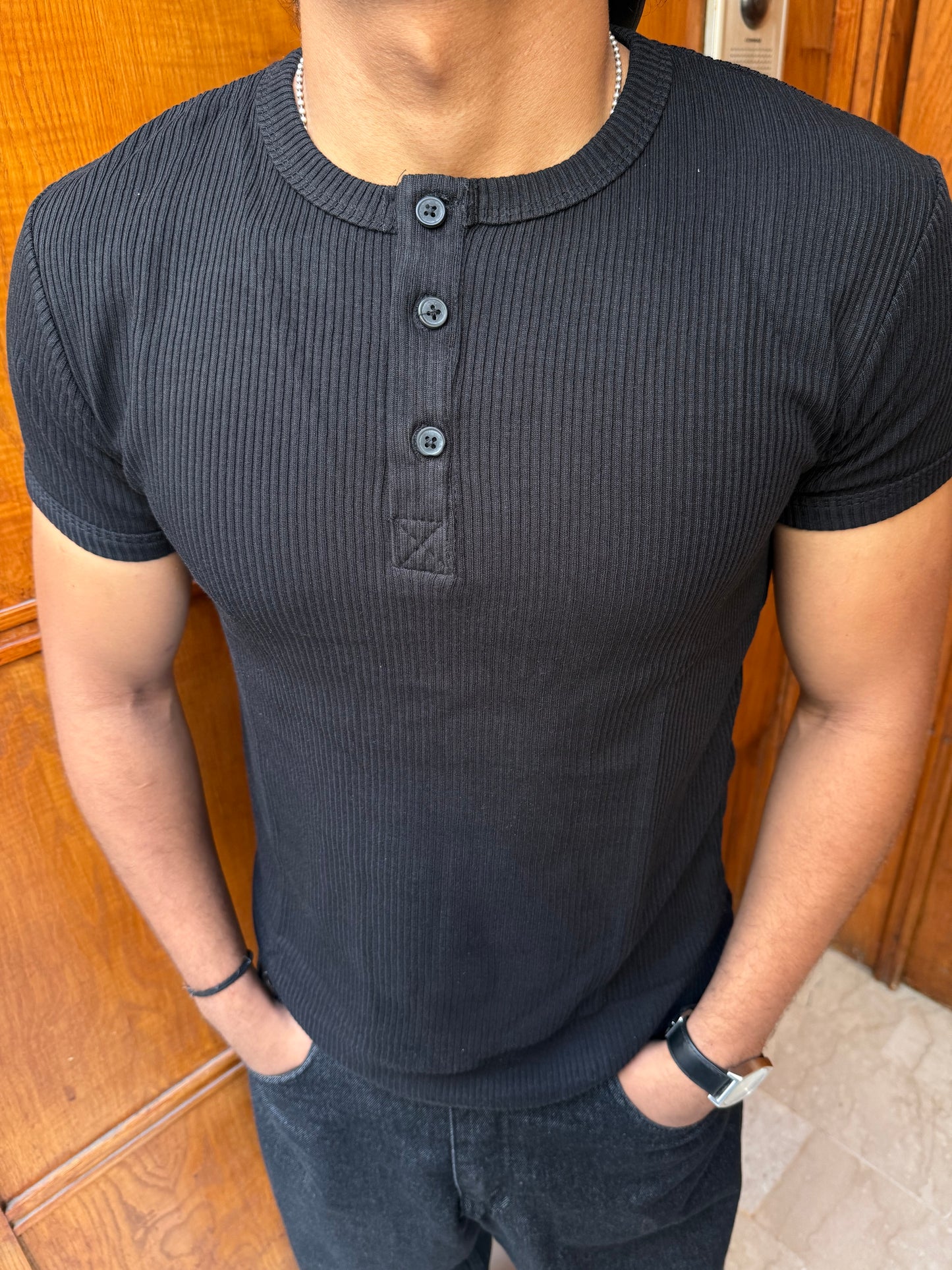 T-SHIRT SLIM FIT BLACK NGR 998