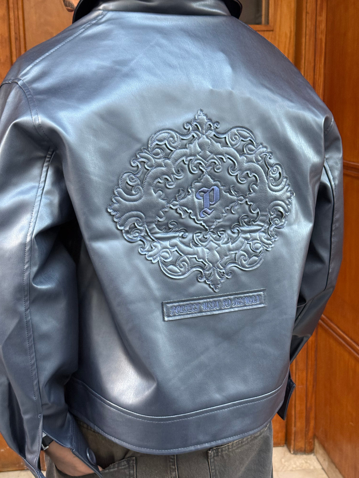 FAUX LEATHER JACKET BLUE PZ