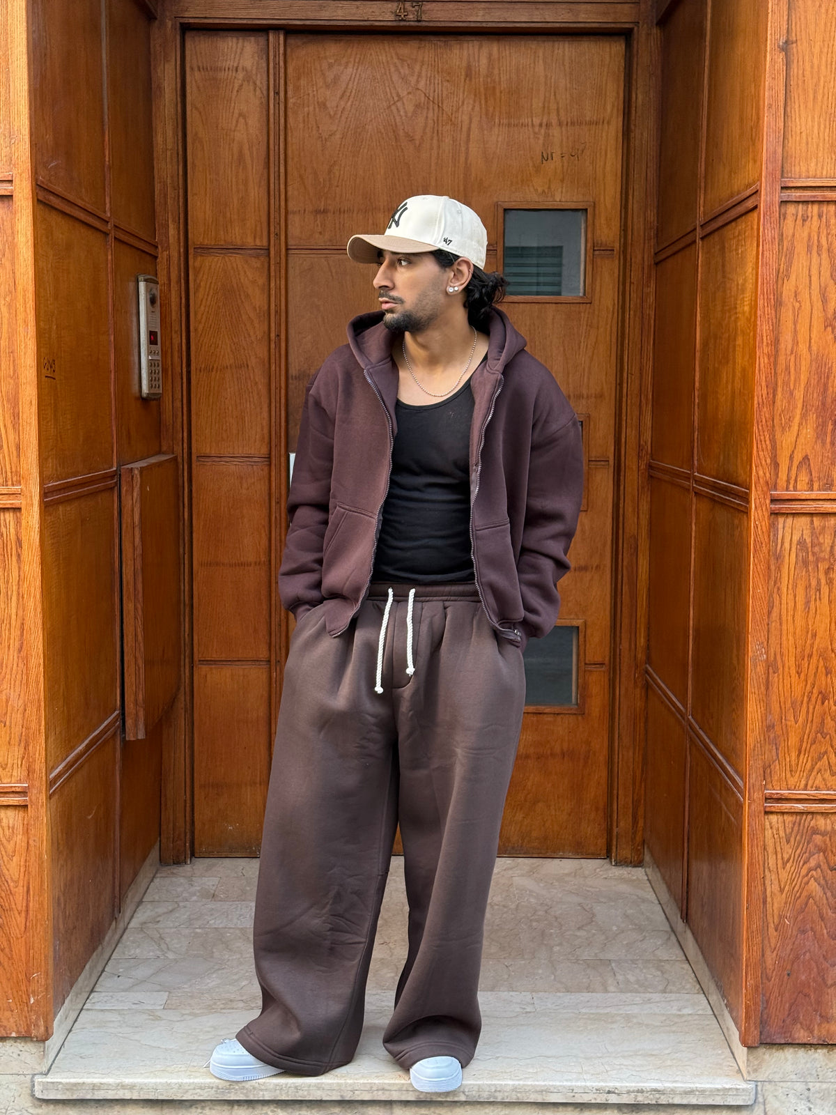 HOODIES CROP ZIP BASIC BROWN PB