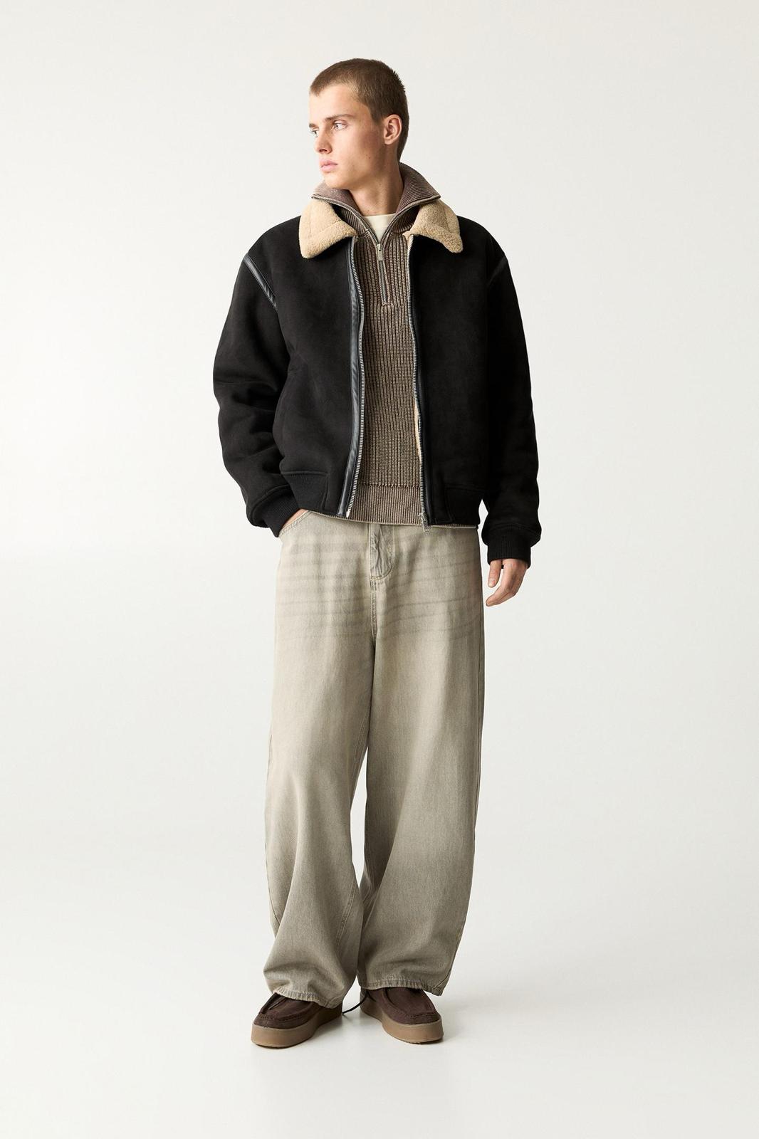 Faux shearling jacket black P&B