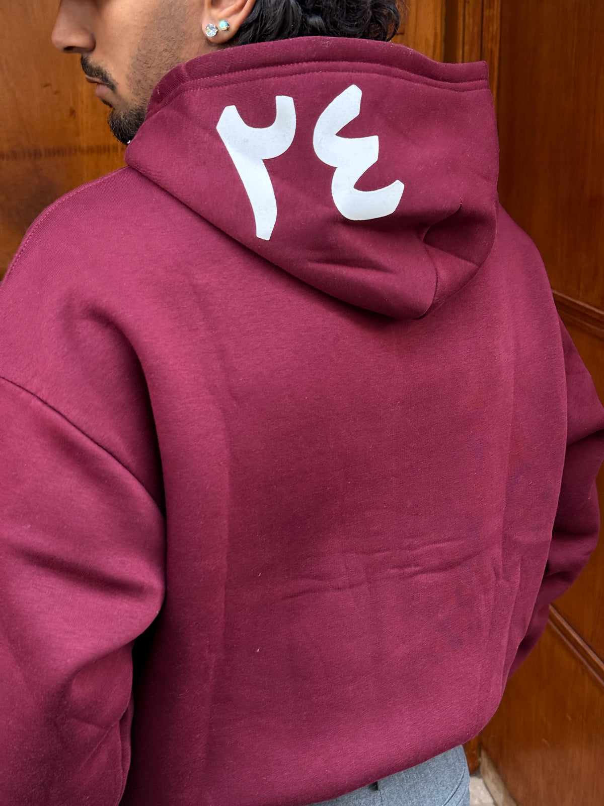HOODIES ZIP CROP ( من جد وجد ) BURGUNDY OVX