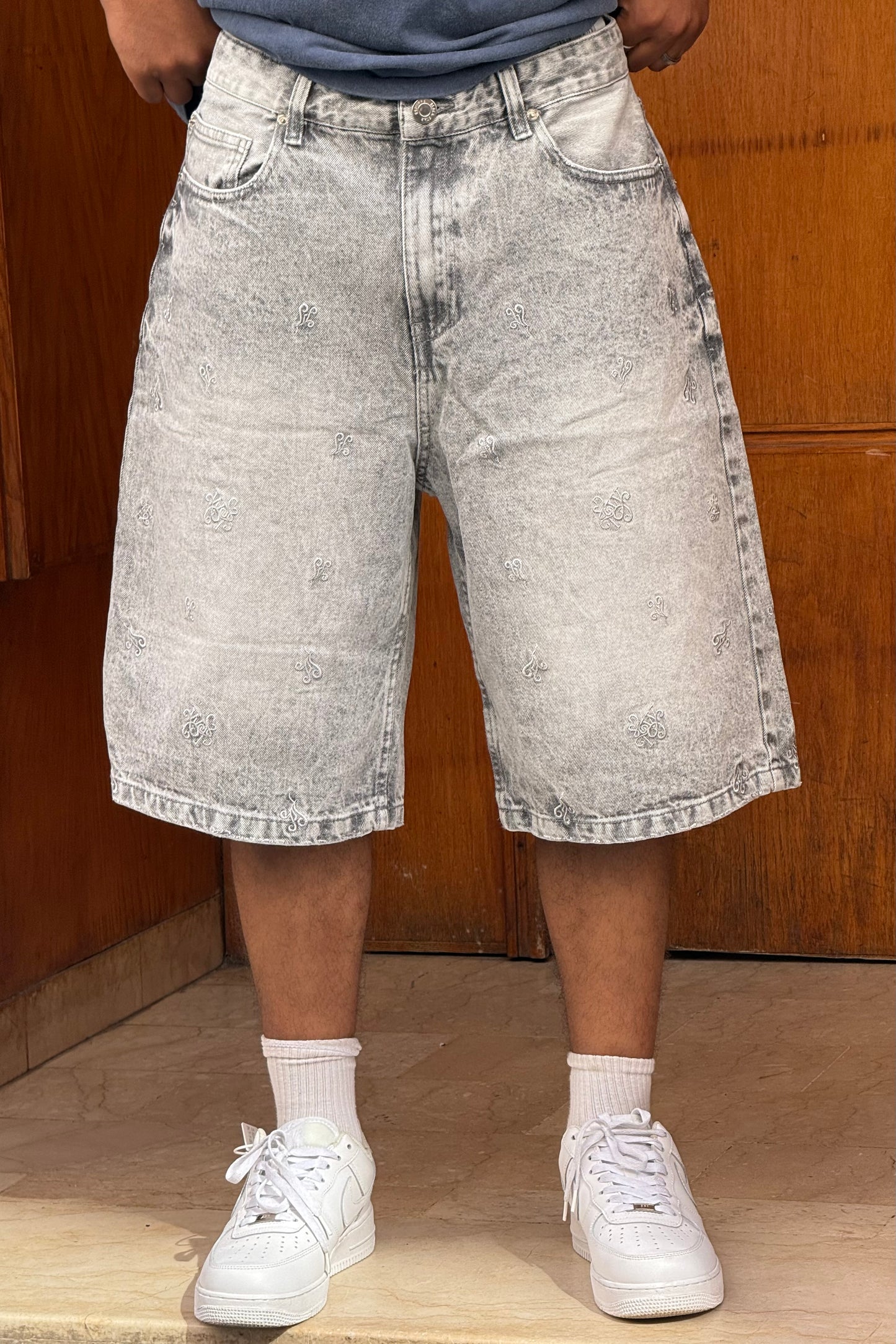 SKATER JORTS BRODERIE GREY