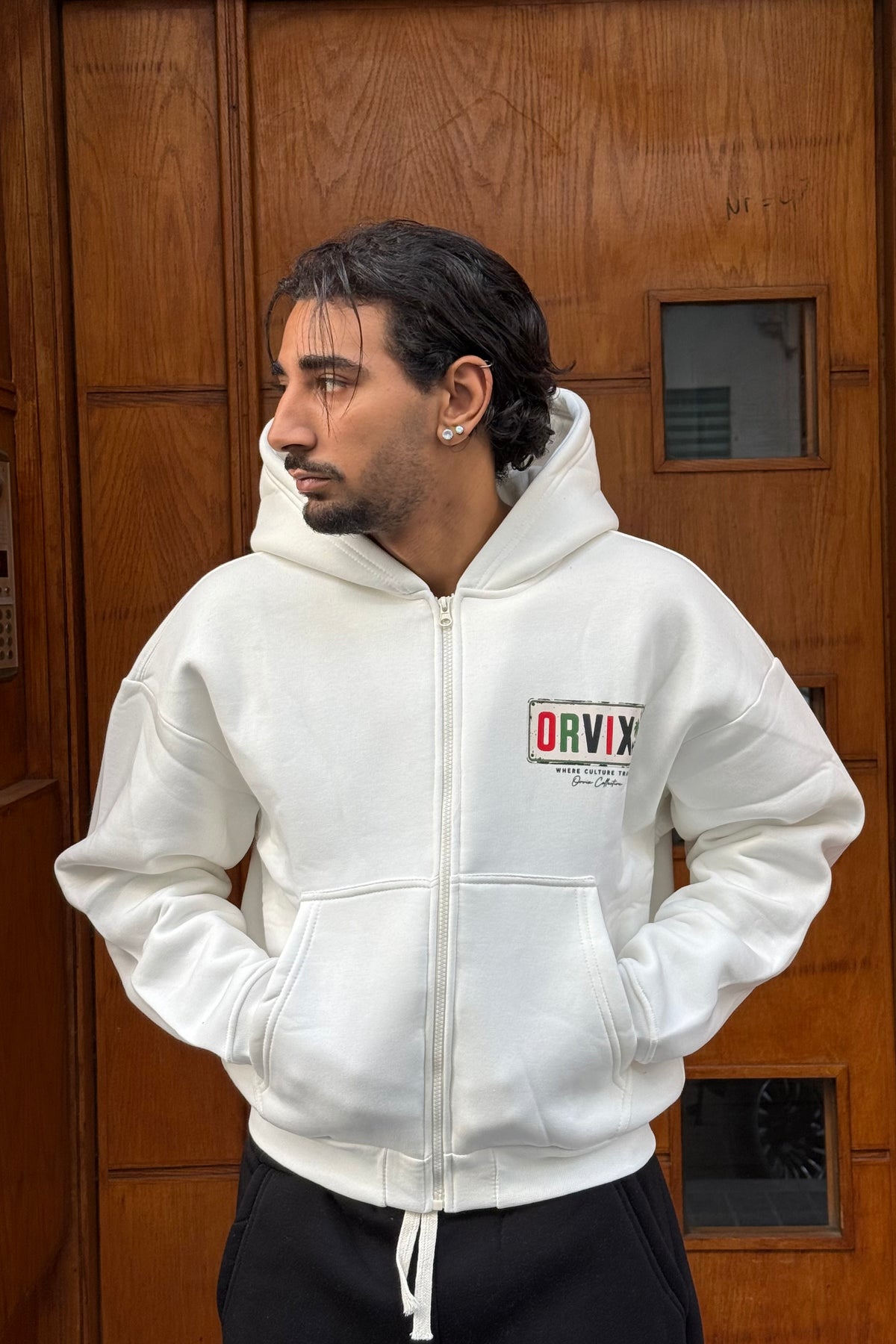 HOODIES CROP ZIP ORVIX WHITE OVX