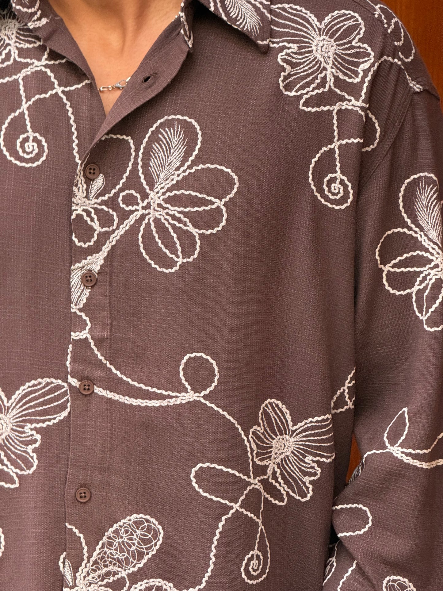 CHEMISE FLAWER NGR BROWN 009