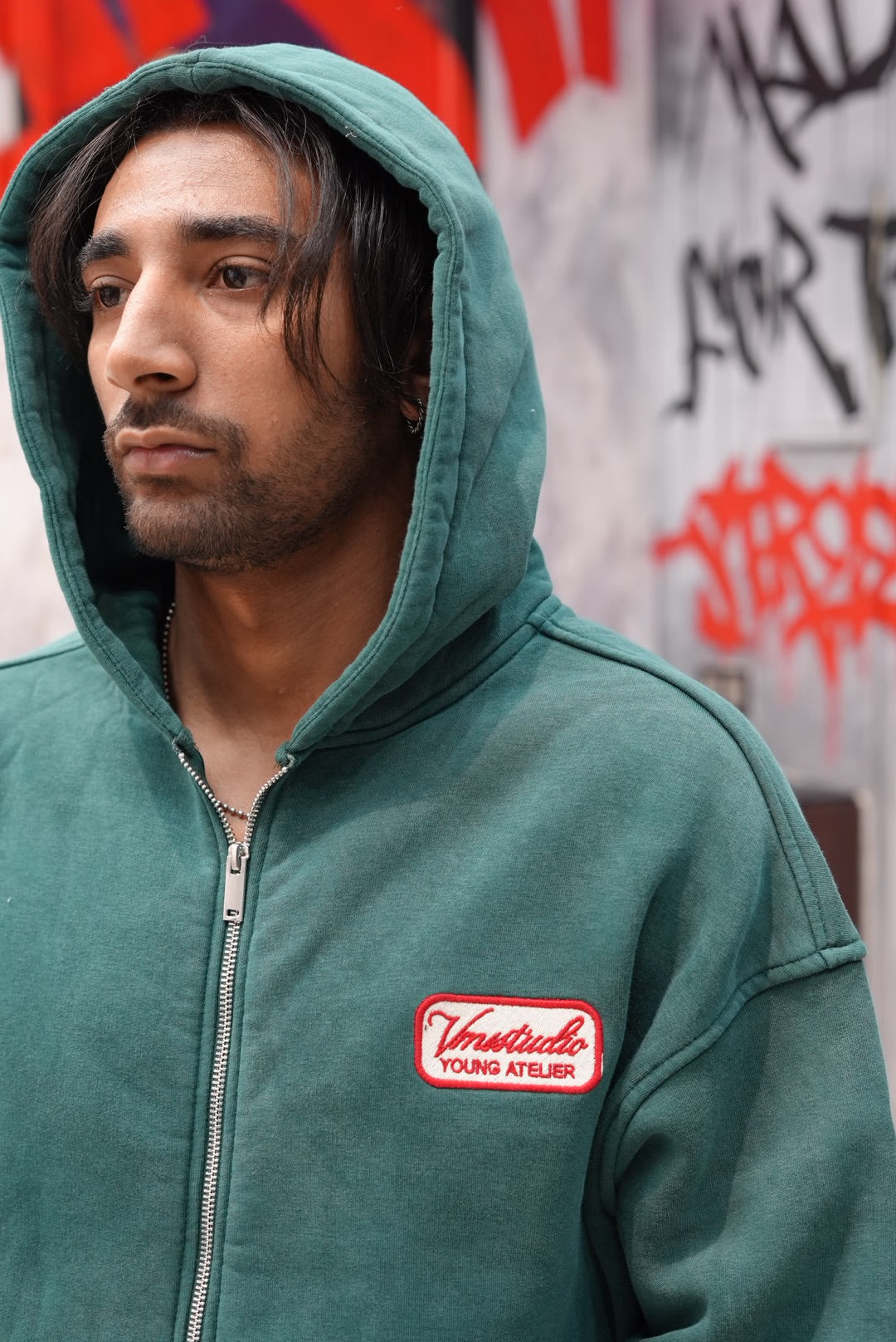 HOODIES ZIP WASHED VERT V70-109