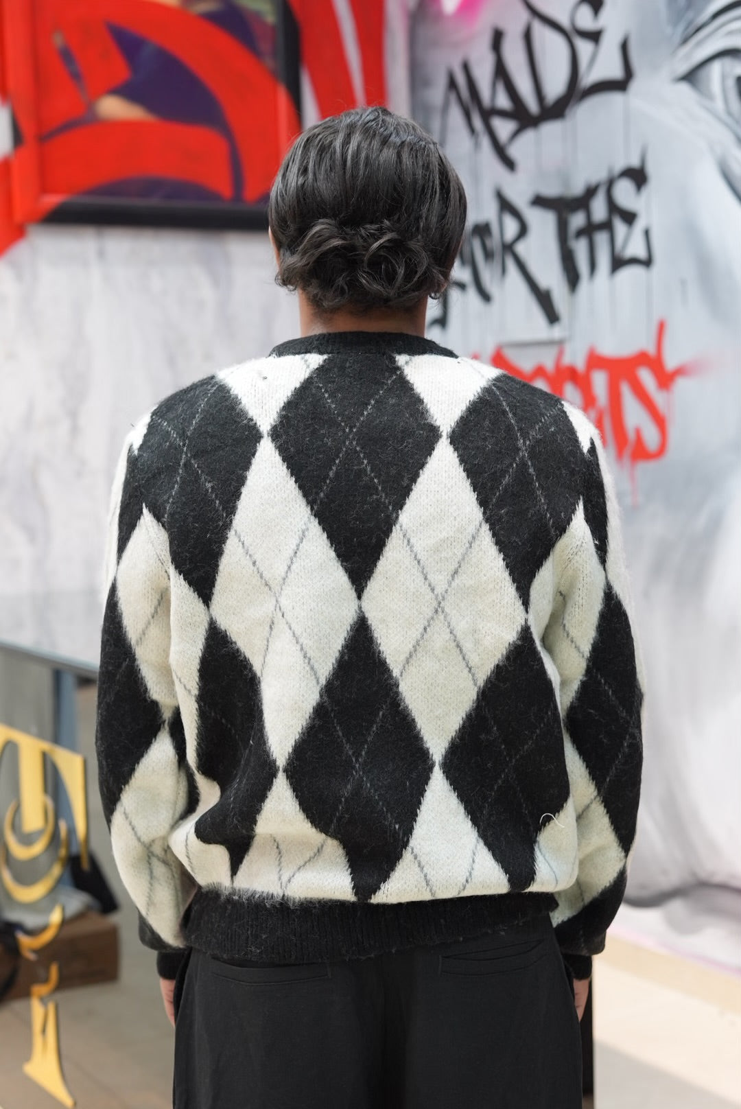 TRIKKO JACQUARD WHITE/BLACK V60-19