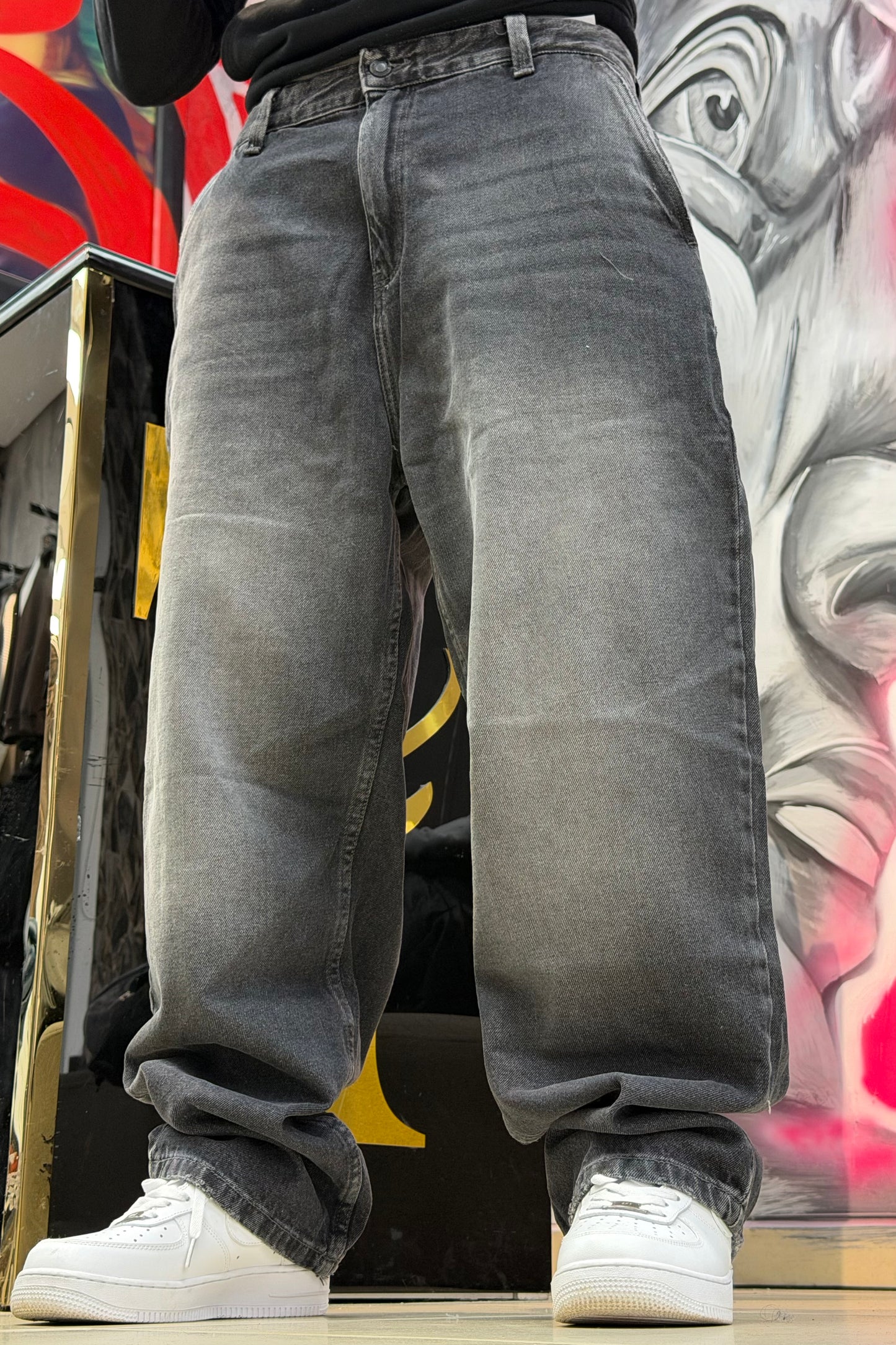 SKATER FIT JEANS GRIS NOIR SK