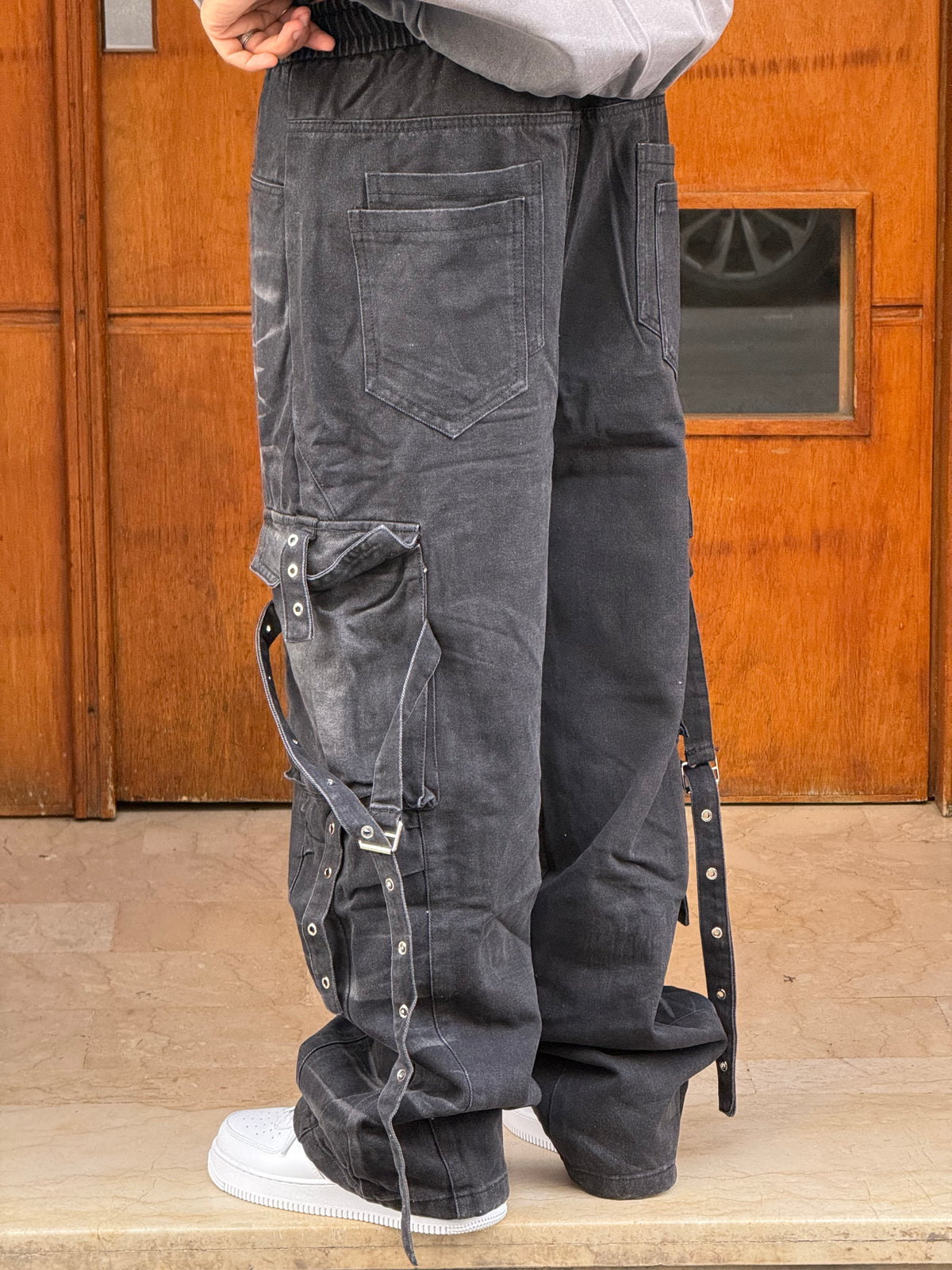 CARGO JEANS LASER BLACK CN