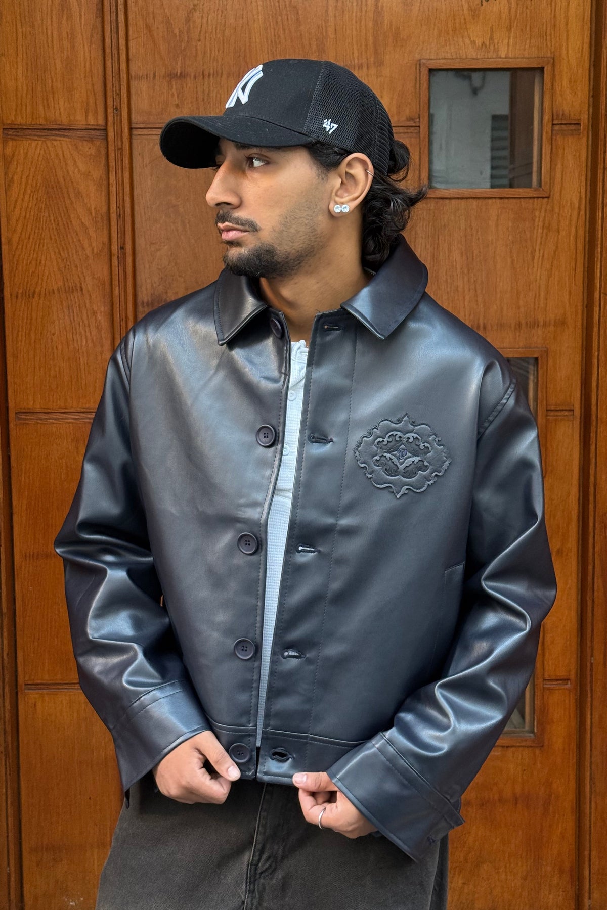 FAUX LEATHER JACKET BLUE PZ