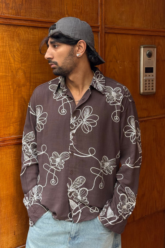 CHEMISE FLAWER NGR BROWN 009